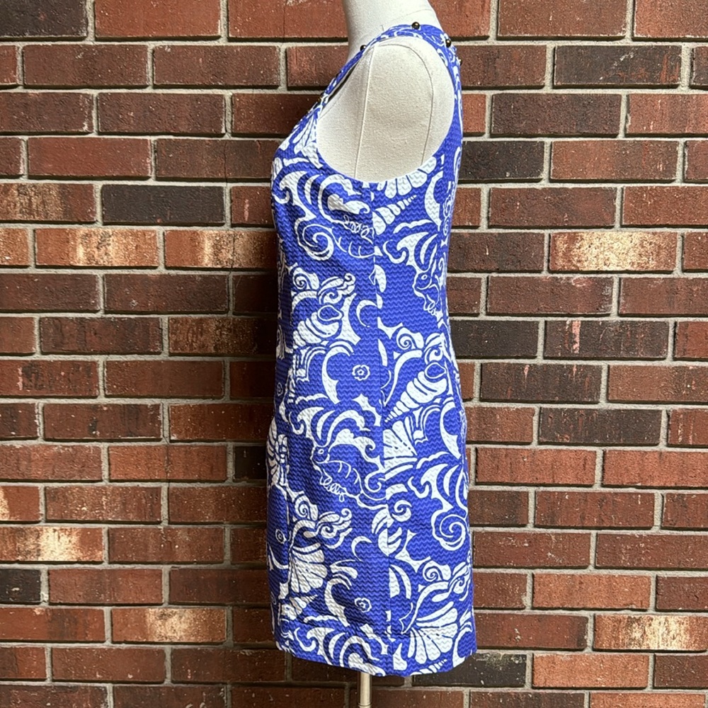 Lily Pulitzer Spectrum Blue Tide Pools Beaded Lindy Dress Size 4 - Picture 6 of 12